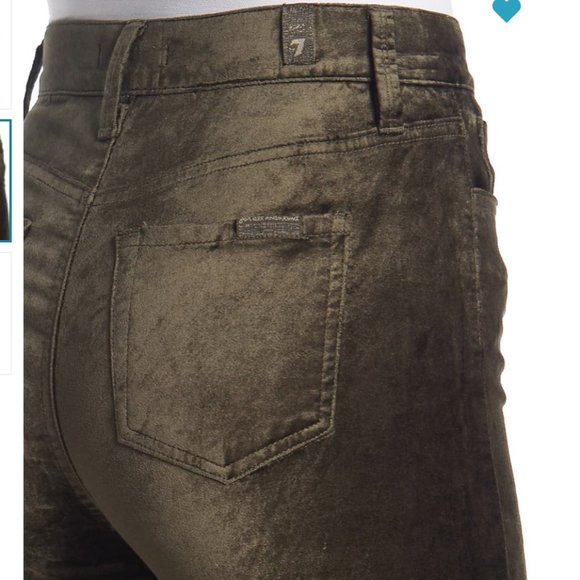 7 For All Mankind High Waist Velvet Ankle Skinny With Exposed Button Fly Pants - Picture 5 of 12